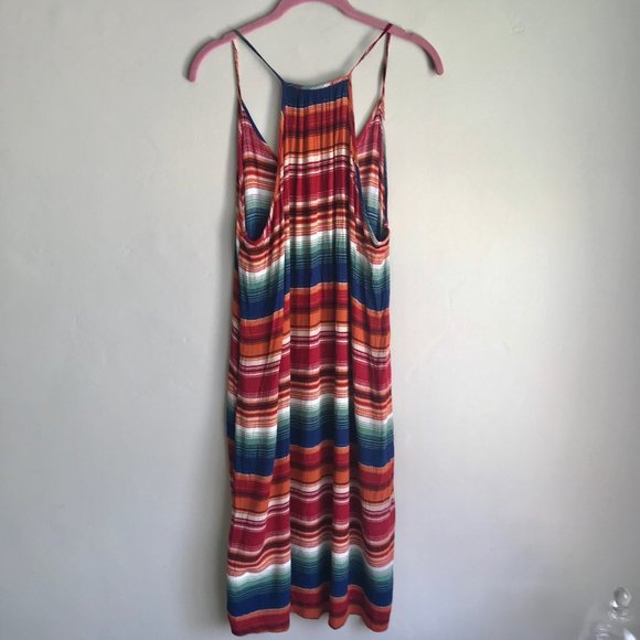 FOREVER 21 / Orange & Blue Stripe Midi Dress - Picture 6 of 8